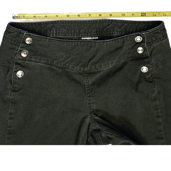 Express Jeans Vintage 90s Women's 5/6 Washed Black Sailor Snap Front Flare - Picture 5 of 13